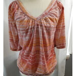 MUDD Medium Blouse V-Neck Short Sleeves Elastic Waistline Casual